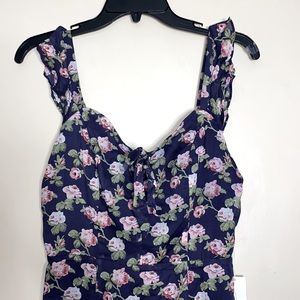 Moon Blue Rise Floral Maxi Ruffle Dress